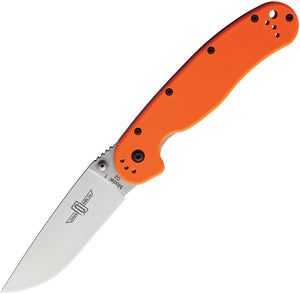 ONTARIO 8867OR RAT 1 LINERLOCK D2 BLADE STEEL ORANGE PLAIN EDGE FOLDING KNIFE