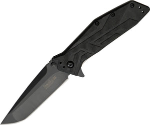 KERSHAW 1990 BRAWLER BLACK FINISH PLAIN EDGE FOLDING KNIFE