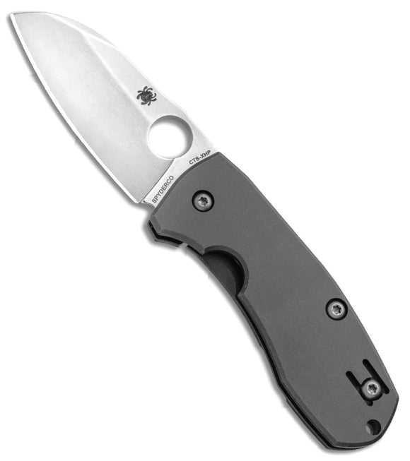 SPYDERCO C158TIP2 TECHNO 2 TITANIUM HANDLE CTS-XHP STEEL SLYSZ FOLDING KNIFE.