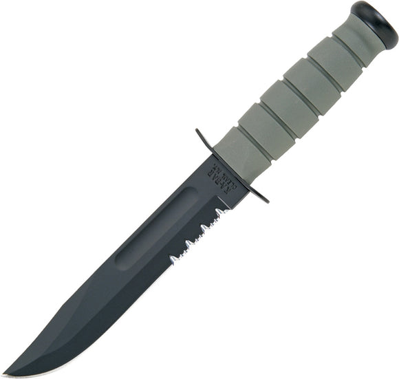 KABAR 5012 GREEN COMBO FIXED BLADE BLADE KNIFE WITH HARD SHEATH