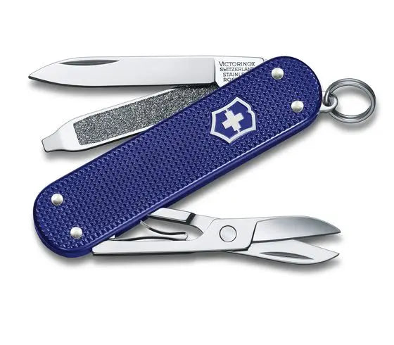 VICTORINOX 0.6221.222G CLASSIC SD ALOX BLUE MULTIFUNCTION FOLDING KNIFE.