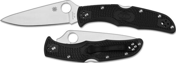 Spyderco c10fpbk endura flat ground black frn plain edge folding knife.