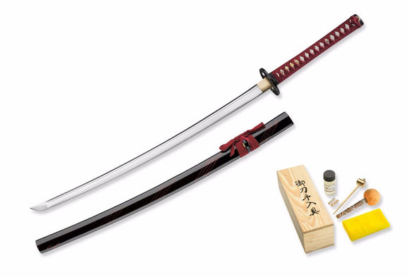 BOKER MAGNUM 05ZS579 1045 CARBON STEEL RED KATANA SAMURAI SWORD.