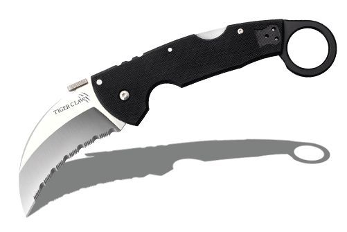 COLD STEEL 22KFS TIGER CLAW CTS-XHP STEEL SERRATED EDGE FOLDING KNIFE