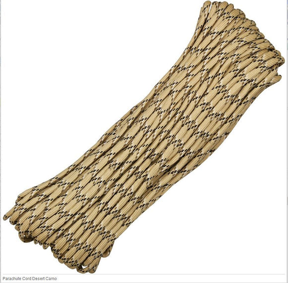 PARACHUTE CORD RG115H DESERT CAMO 100 FEET 550 TEST PARA CORD.