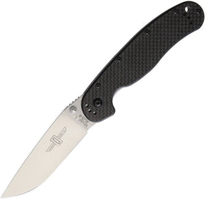 ONTARIO 8886CF RAT 1 CARBON FIBER AUS8 STEEL PLAIN EDGE FOLDING KNIFE