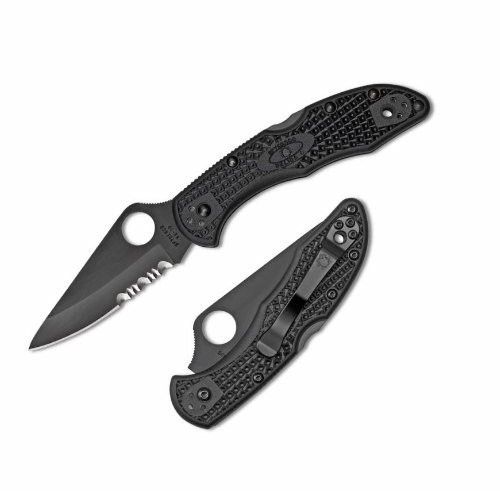 Spyderco C11psbbk Delica Black Combo Folding Knife