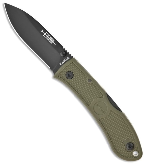 KABAR 4062FG DOZIER PRECISION HUNTER PLAIN EDGE BLACK BLADE GREEN FOLDING KNIFE