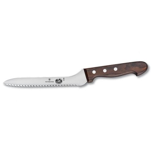 SWISS ARMY VICTORINOX 233.8525.18US3 OFFSET BREAD 7 INCH ROSEWOOD KITCHEN KNIFE.