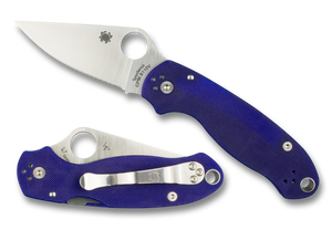 Spyderco C223gpdbl Para 3 cpm s110v elite blue Plain Edge Folding Knife.