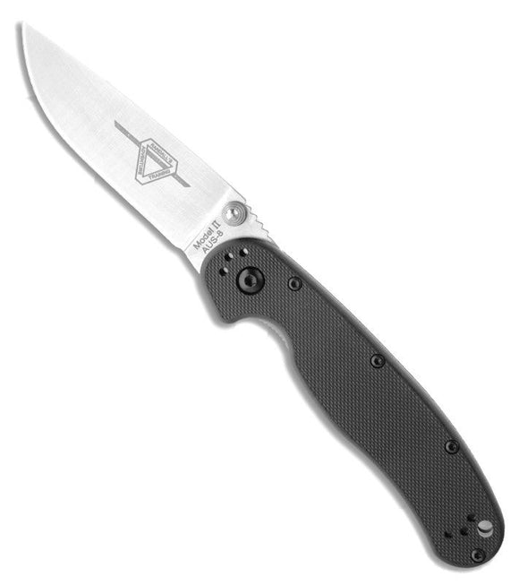 ONTARIO 8860 8860SP RAT MODEL II SATIN PLAIN EDGE AUS-8 STEEL FOLDING KNIFE