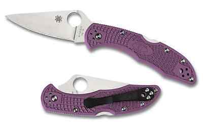 Spyderco c11fppr delica flat ground purple folding knife.
