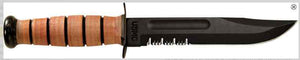 KABAR 1218 USMC COMBO EDGE FIXED BLADE KNIFE WITH LEATHER SHEATH.