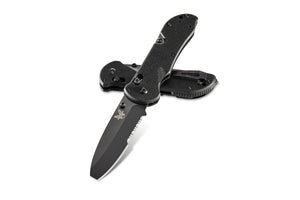 BENCHMADE 916SBK TRIAGE AXIS LOCK N680 STEEL SERRATED EDGE FOLDING KNIFE. - S&R KNIVES INC