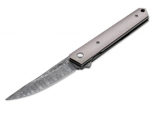 BOKER 01BO297DAM BOKER PLUS KWAIKEN DAMASCUS BLADE STEEL FOLDING KNIFE - S&R KNIVES INC