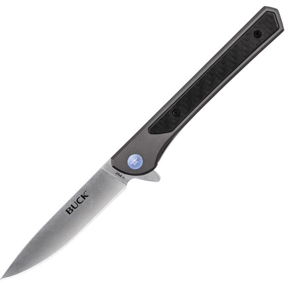 BUCK 0264GYS CAVALIER FRAMELOCK 7CR17MOV STEEL ALUMINIUM/CF FOLDING KNIFE. - S&R KNIVES INC