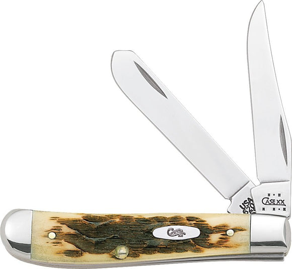 CASE CA013 MINI TRAPPER AMBER BONE FOLDING KNIFE. - S&R KNIVES INC