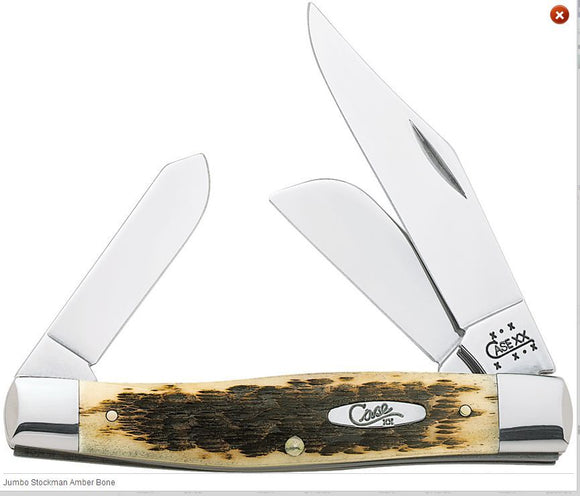 CASE CA204 6375CV JUMBO AMBER STOCKMAN FOLDING KNIFE - S&R KNIVES INC