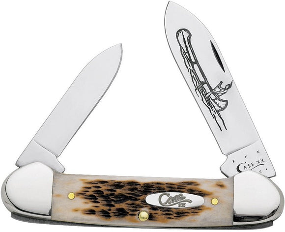 CASE CA263 62131 AMBER CANOE PEN KNIFE POCKET FOLDING KNIFE. - S&R KNIVES INC
