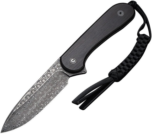 CIVIVI KNIVES CIVC2105DS1 ELEMENTUM DAMASCUS EBONY FIXED BLADE KNIFE W/SHEATH. - S&R KNIVES INC