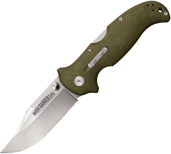 COLD STEEL 21A BUSH RANGER LITE OD GREEN PLAIN EDGE FOLDING KNIFE - S&R KNIVES INC
