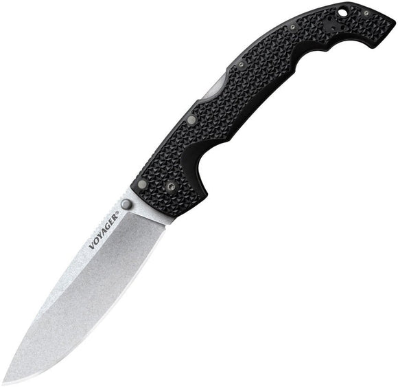 COLD STEEL 29AXB VOYAGER LOCKBACK AUS10A DROP POINT PLAIN EDGE FOLDING KNIFE - S&R KNIVES INC