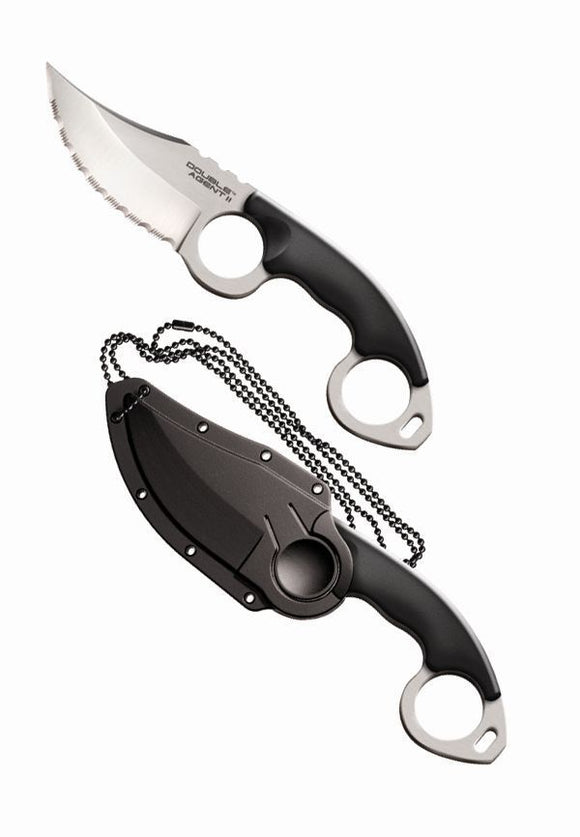 COLD STEEL 39FNS DOUBLE AGENT II SERRATED NECK CARRY KNIFE. - S&R KNIVES INC