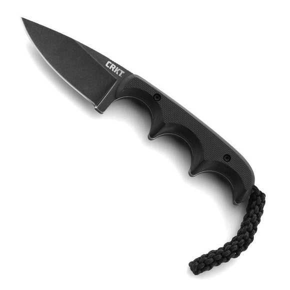 CRKT 2384K MINIMALIST BLACK DROP POINT NECK CARRY KNIFE WITH SHEATH. - S&R KNIVES INC