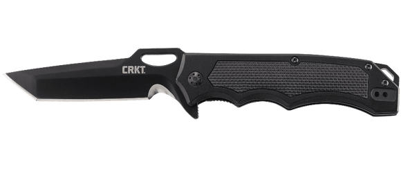 CRKT 7050 SEPTIMO JEREMY VALDEZ BLACK FINISH PLAIN EDGE FOLDING KNIFE - S&R KNIVES INC