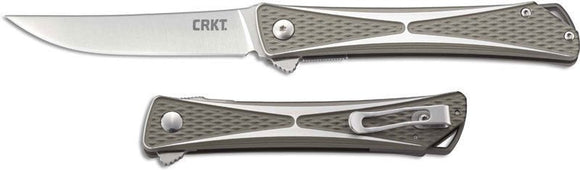 CRKT 7530 CROSSBONES TRAILING POINT AUS - 8 STEEL PLAN EDGE FOLDING KNIFE - S&R KNIVES INC
