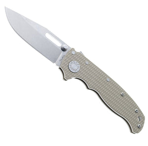 DEMKO KNIVES DEM09628 AD20.5 CLIP POINT SHARK LOCK TAN G10 CPM - S35VN FOLDING KNIFE. - S&R KNIVES INC