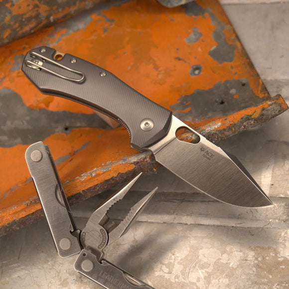 GIANT MOUSE ACE KNIVES ATELIER TI HANDLE ELMAX STEEL FOLDING KNIFE - S&R KNIVES INC