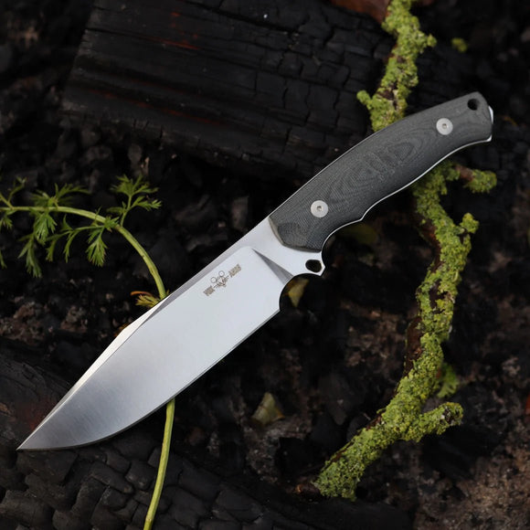 GIANT MOUSE ACE KNIVES GMF4 - DB MICARTA HANDLE N690 STEEL FIXED BLADE KNIFE W/SHEATH - S&R KNIVES INC