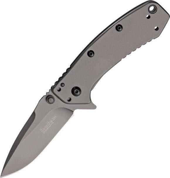 KERSHAW 1555TI CRYO HINDERER ASSISTED FRAME LOCK PLAIN EDGE FOLDING KNIFE. - S&R KNIVES INC