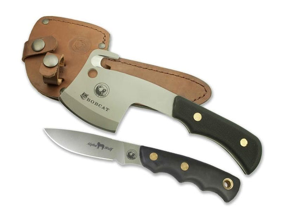 KNIVES OF ALASKA 00970FG MICRO HATCHET COMBO WITH LEATHER SHEATH - S&R KNIVES INC