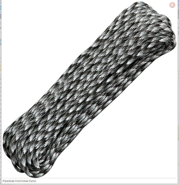 PARACHUTE CORD RG004H URBAN CAMO 100 FEET 550 TEST PARA CORD - S&R KNIVES INC