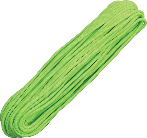 PARACHUTE CORD RG009H NEON GREEN 100 FEET 550 TEST PARA CORD - S&R KNIVES INC