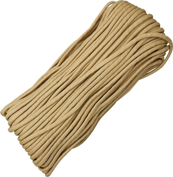 PARACHUTE CORD RG028H DESERT TAN 100 FEET 550 TEST PARA CORD - S&R KNIVES INC