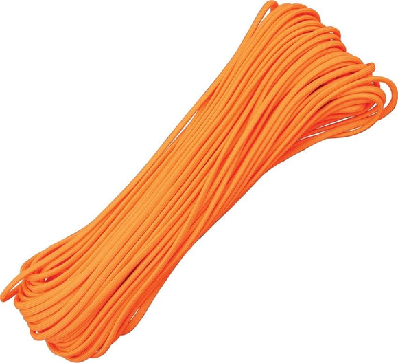 PARACHUTE CORD RG105H NEON ORANGE 100 FEET 550 TEST PARA CORD - S&R KNIVES INC