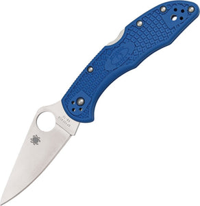 SPYDERCO C11FPBL DELICA 4 LIGHTWEIGHT FOLDING KNIFE – VG - 10 STEEL – LOCKBACK – MADE IN JAPAN – PLAIN EDGE BLUE FRN HANDLE - S&R KNIVES INC