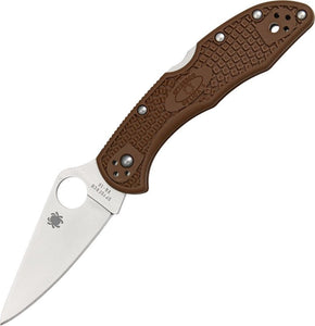 SPYDERCO C11FPBN DELICA 4 LIGHTWEIGHT FOLDING KNIFE – VG - 10 STEEL – LOCKBACK – MADE IN JAPAN – PLAIN EDGE BROWN FRN HANDLE - S&R KNIVES INC