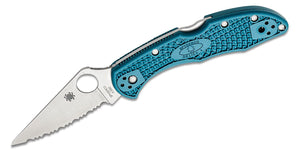 SPYDERCO C11FSK390 DELICA 4 FOLDING KNIFE – K390 STEEL – BACK LOCK – MADE IN JAPAN – SPYDER EDGE BLUE FRN HANDLE - S&R KNIVES INC