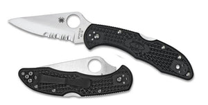 SPYDERCO C11PSBK DELICA 4 LIGHTWEIGHT FOLDING KNIFE – VG - 10 STEEL – LOCKBACK – MADE IN JAPAN – COMBINATION EDGE BLACK FRN HANDLE - S&R KNIVES INC