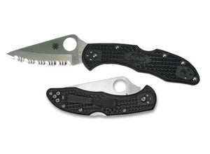 SPYDERCO C11SBK DELICA 4 LIGHTWEIGHT FOLDING KNIFE – VG - 10 STEEL – LOCKBACK – MADE IN JAPAN – SERRATED EDGE BLACK FRN HANDLE - S&R KNIVES INC