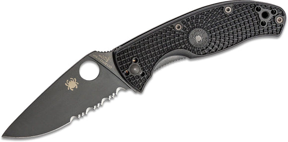 SPYDERCO C122PSBBK TENACIOUS LIGHT WEIGHT 8CR13MOV BLACK COMBO FOLDING KNIFE. - SRK KNIVES AND SPORTS INC