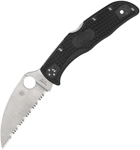 SPYDERCO C243FSWCBK ENDELA FRN HANDLE VG10 STEEL WHARNCLIFFE SERR FOLDING KNIFE - S&R KNIVES INC