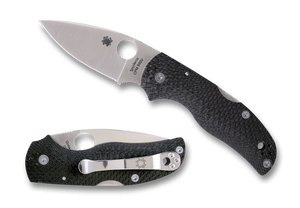 SPYDERCO C41CFFP5 NATIVE 5 CPM - S90V SATIN BLADE FLUTED CARBON FIBER HANDLE BACK LOCK FOLDING KNIFE USA - S&R KNIVES INC