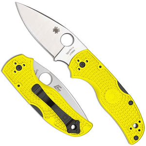 SPYDERCO C41PYL5 NATIVE 5 SALT FOLDING KNIFE – LC200N STEEL – BACK LOCK – MADE IN USA – PLAIN EDGE YELLOW FRN HANDLE - S&R KNIVES INC