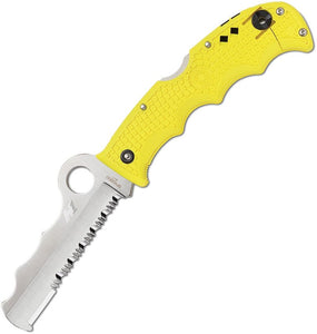 SPYDERCO C79PSYL ASSIST SALT WITH CARBIDE TIP H1 STEEL RESCUE FOLDING KNIFE - S&R KNIVES INC