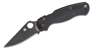 SPYDERCO C81GPBK2 PARA MILITARY 2 CPM S45VN BLACK DLC BLADE BLACK G - 10 HANDLE COMPRESSION LOCK EDC FOLDING KNIFE USA - S&R KNIVES INC